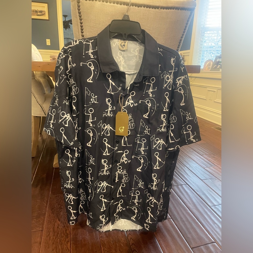 Black and White Graphic Polo Shirt